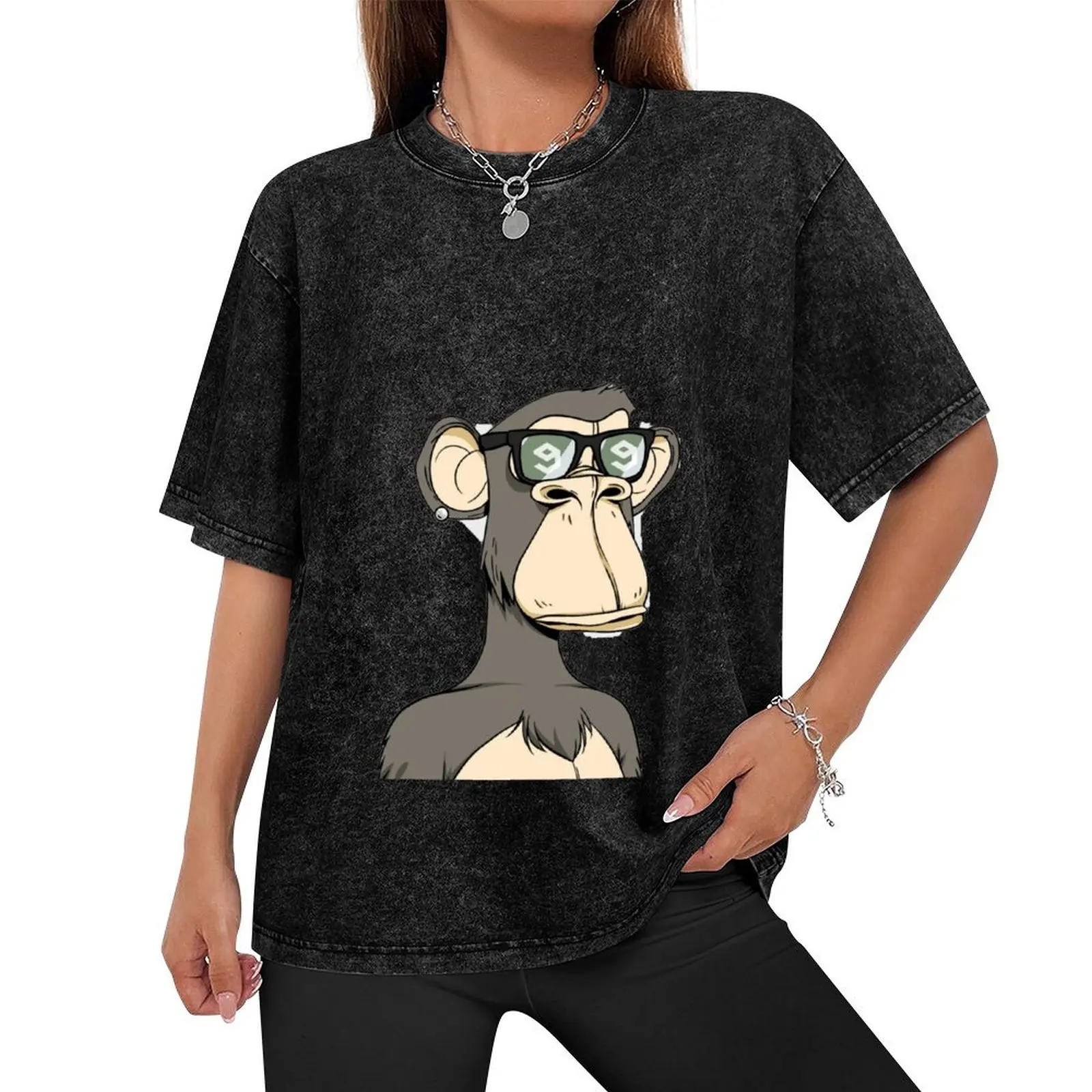 Camiseta de macaco anime masculina, roupa preta, blusa casual, elegante, 9GAG