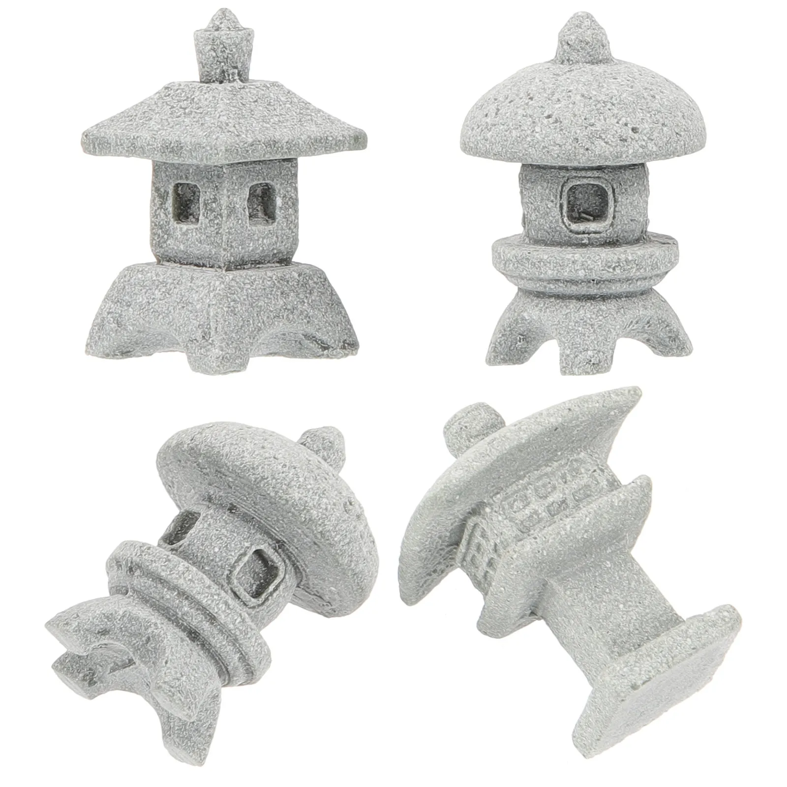 4Pcs Lantern Stone Pagoda Garden Statue Sandstone Mini Pagoda Decoration for Succulent Mini Garden Bonsai Landscape Ornament