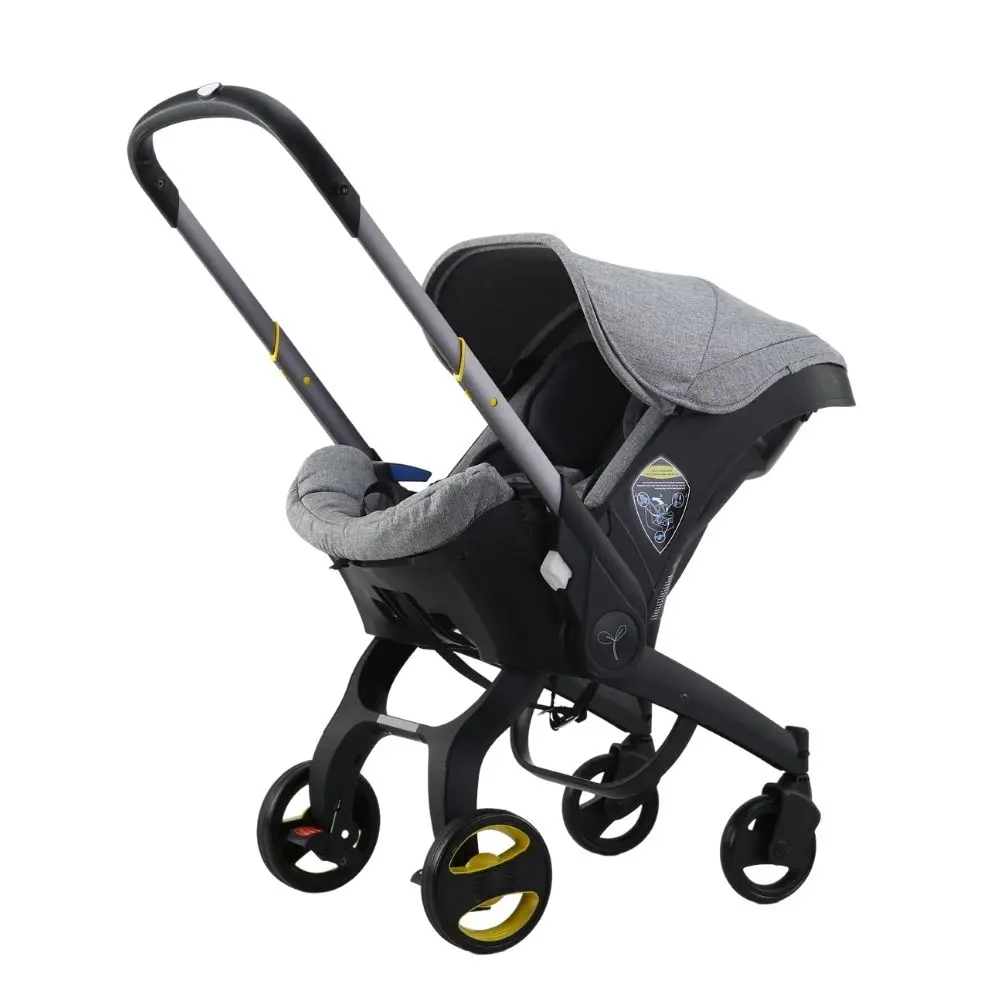 4-in-1 babywandelwagen, tweerichtings multifunctionele kinderwagen voor pasgeborenen, 3-in-1 opvouwbare kinderwagen met mandvormige zitting, lichtgewicht reisbuggy