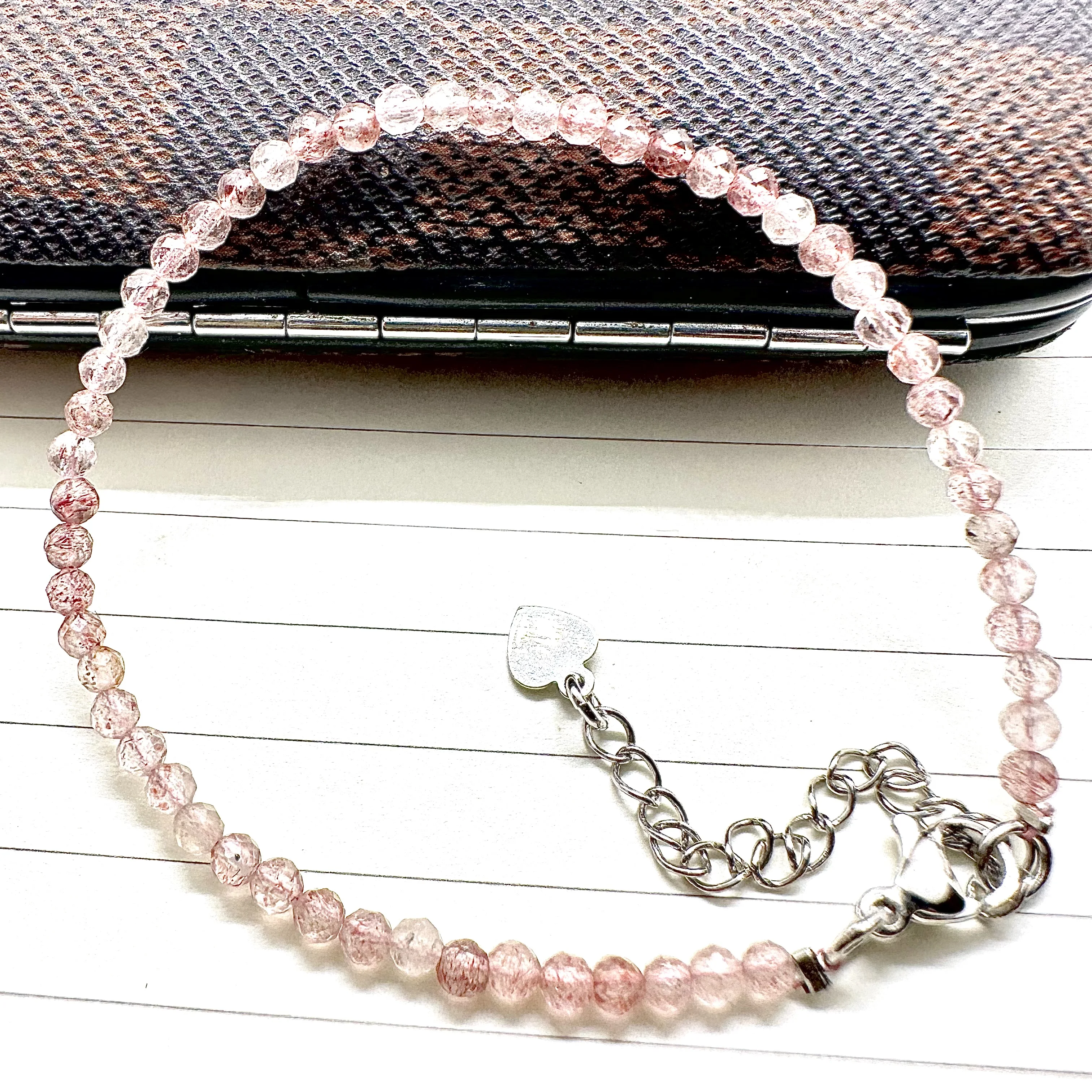 Strawberry Quartz Small Stone Beads Bracelets Women Jewelry 3mm Bead round Faceted Natural Crystal Stones Lovely Cute Unisex 5pc