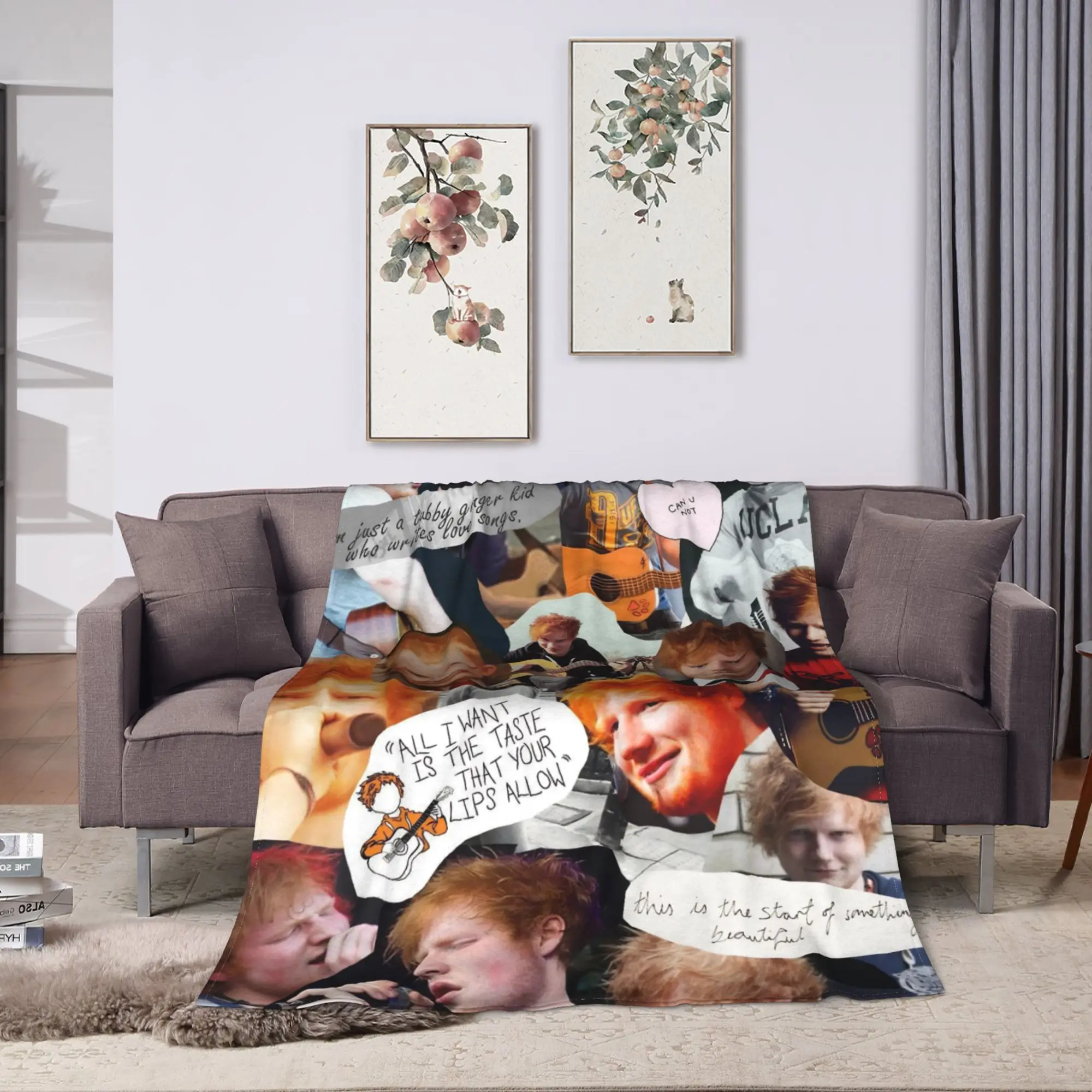 Famous Singer Ed Sheeran Classic Flannel Blanket Warm Soft Bedding Throws for Couch Chair Travel Office Bedspread Sofa Bed Cover