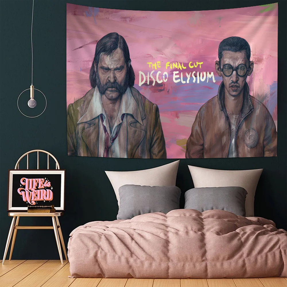 Disco Elysium Game Printed Large Wall Tapestry Indian Buddha Wall Decoration Witchcraft Bohemian Hippie Decor Blanket