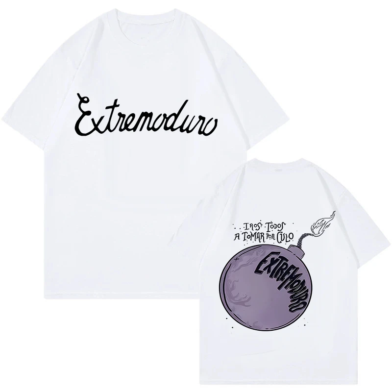 90s Men Women Graphic Vintage T-Shirt Y2k Hip Hop Tees Tops Unisex Fashion Rock Band Extremoduro Print EU Size T Shirt Clothes