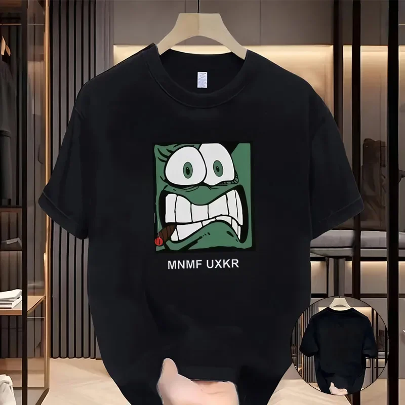 

Забавная футболка из чистого хлопка с короткими рукавами и буквенным принтом для лета, модная брендовая пара Ins