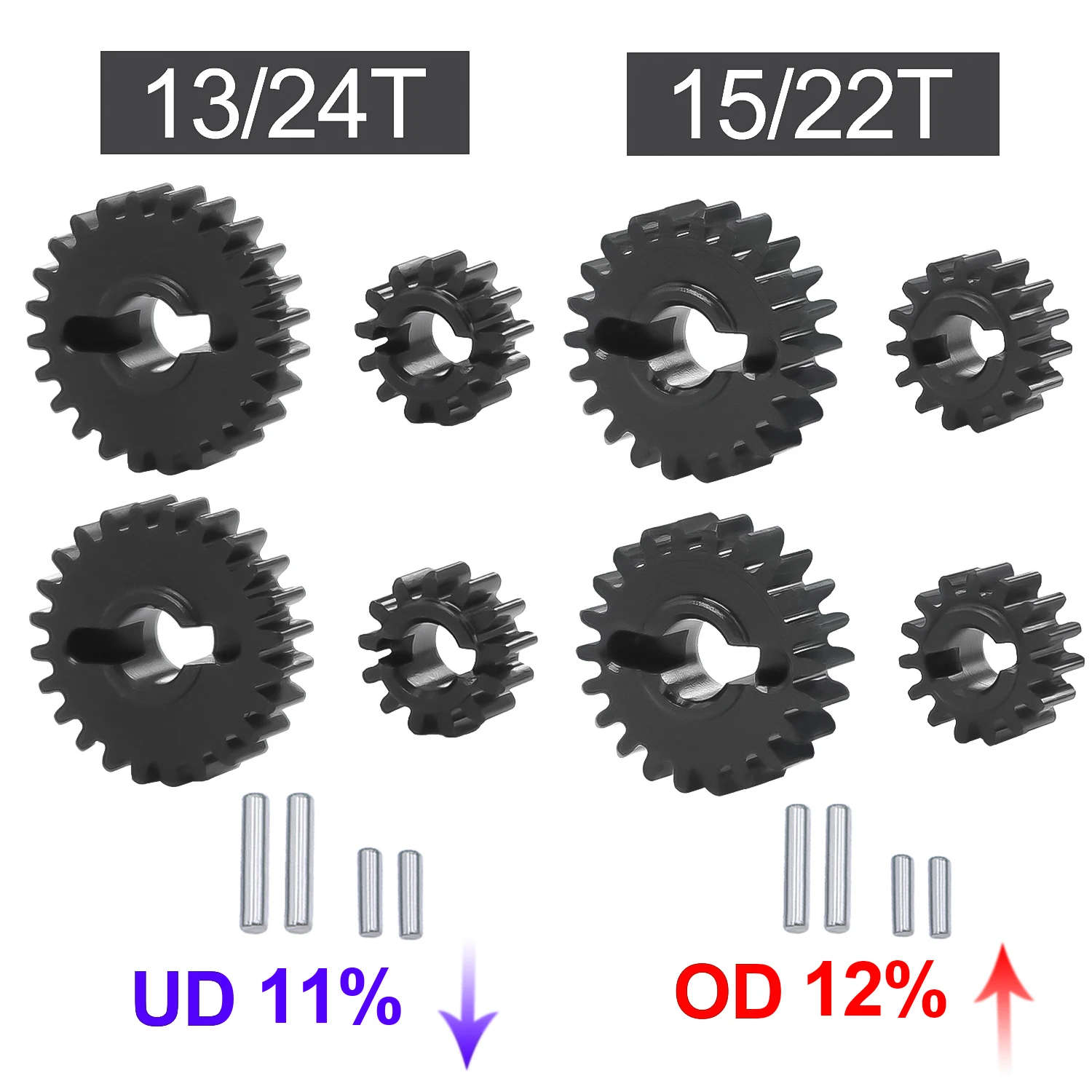 Zestaw stalowych kół zębatych 13T/24T 14T/23T 15T/22T Overdrive Underdrive Stock Gear do 1/18 RC Crawler Redcat Ascent-18 Upgrade Part