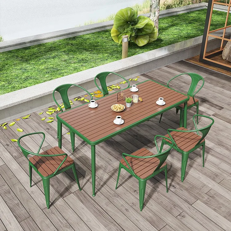 Outdoor garden balcony, waterproof, sunproof, anti-corrosion wood, colorful tables and chairs, outdoor plastic-wood outdoor terr