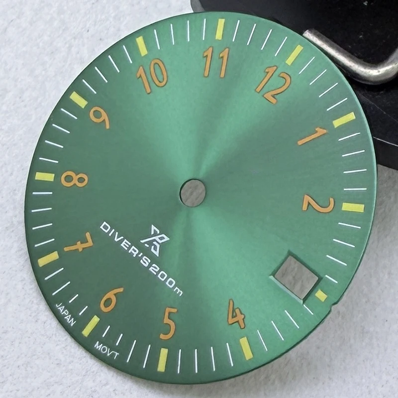 أفضل ساعة 28.5 مللي متر NH35 الطلب S شعار جديد ريترو الهاتفي الأخضر مضيئة مناسبة ل NH35/NH36 التلقائي ساعة يد تعمل بالحركة اكسسوارات #3
