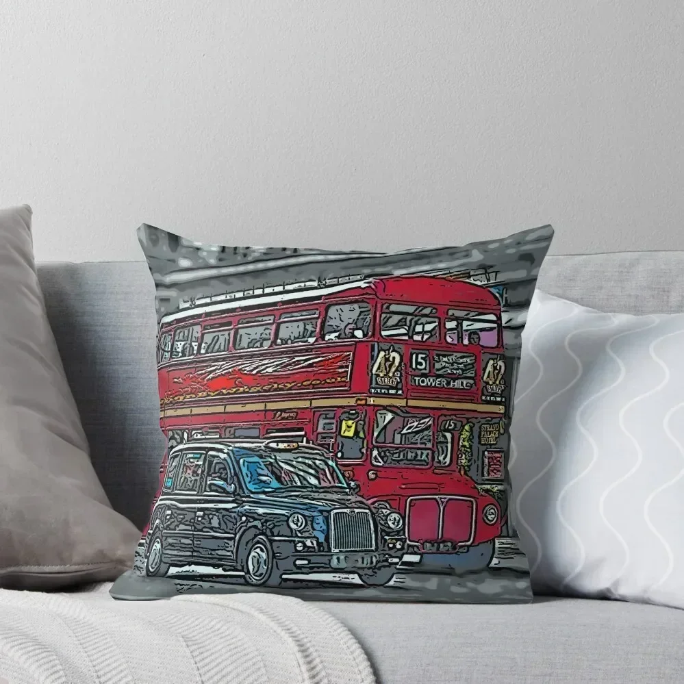 London Bus and Cab Throw Pillow Sofa Cover Throw Pillow Throw Pillow Covers