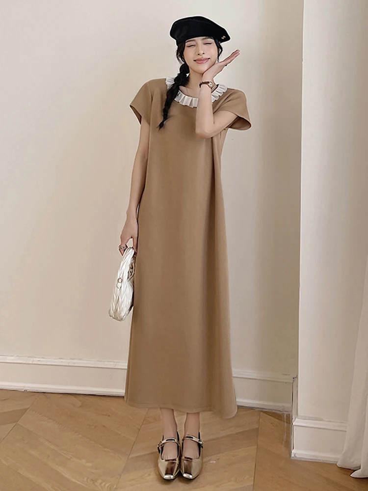 NYFS 2025 فستان نسائي كوري صيفي جديد من فيستدوس رداء Elbise فضفاض مقاس كبير فساتين طويلة متينة بأكمام قصيرة #3