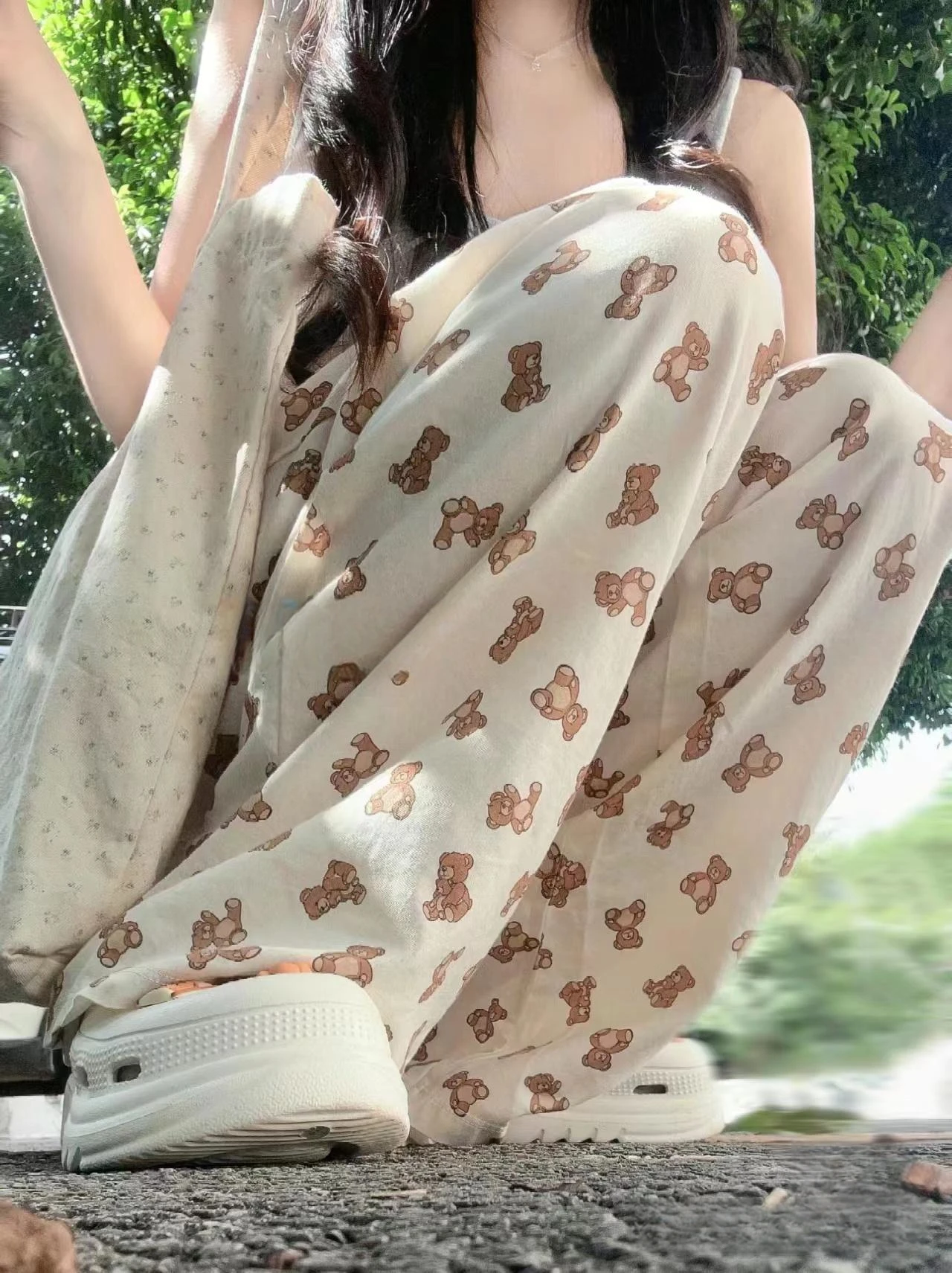 

Свободные брюки прямого кроя, длинные, с принтом, широкие, для дома, повседневные, женские, свободного кроя, удобные, из хлопка, повседневные брюки