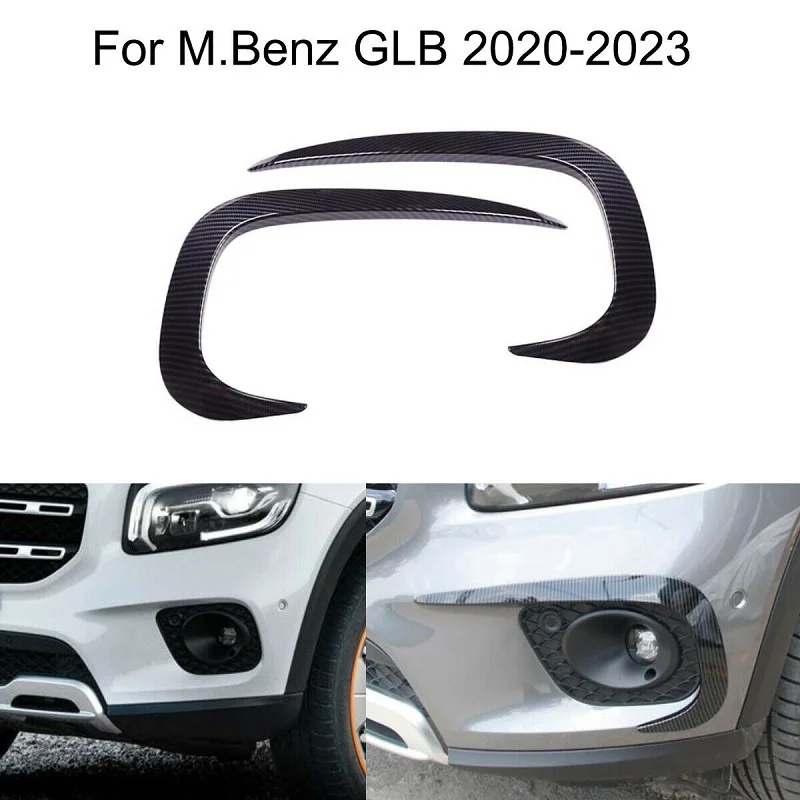 Chrome/Carbon Fiber Front Fog Lamp Light Eyebrow Cover Trim Front Bumper Cover  Foglight Trim For Mercedes-Benz GLB200 2020+