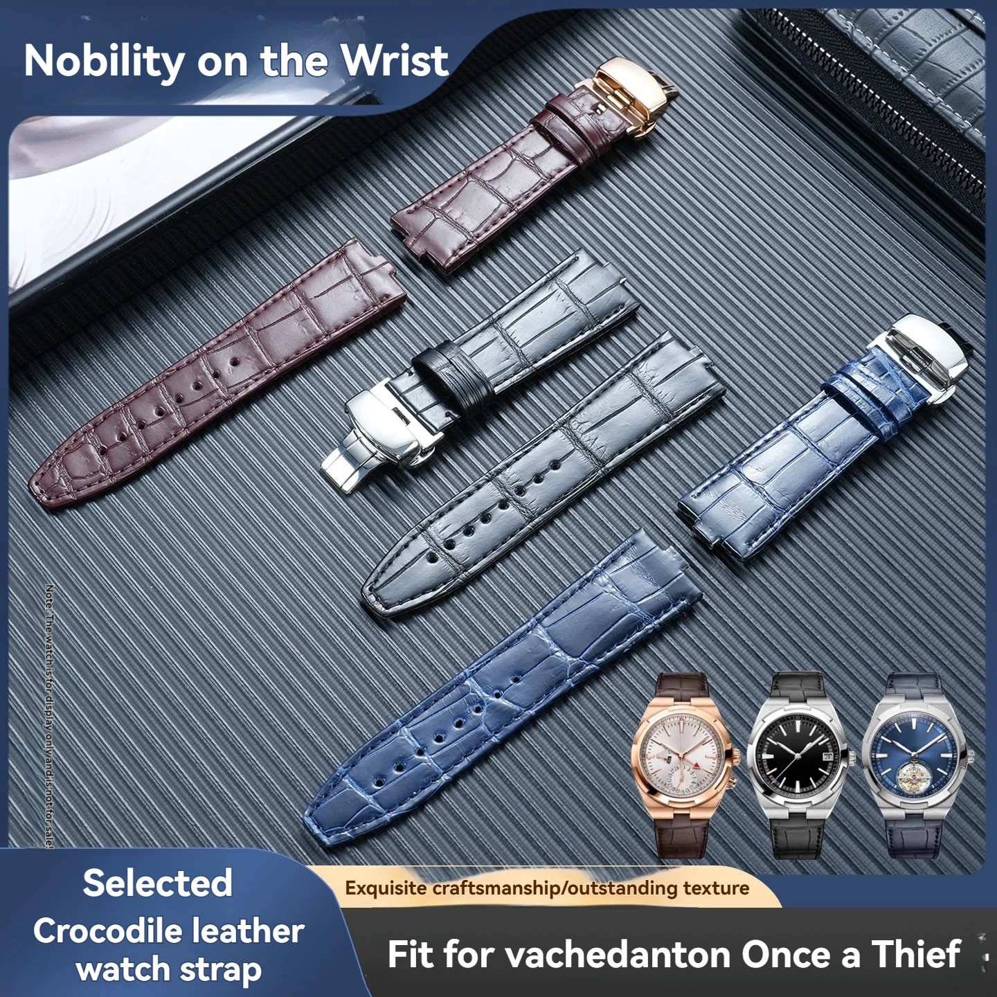Suitable for Vacheron Constantin 4300V 4500V 5500V series soft crocodile leather strap Genuine leather watchband accessories