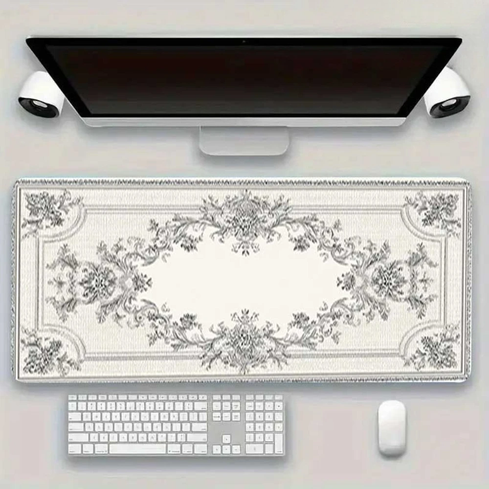 Tapis de souris XXL de style baroque avec bordure décorative, accessoires de bureau, décoration, setup gamer