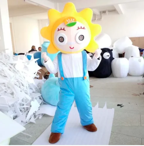 

New Adult Hot Sale Foam High Quality Blue Pants Sun flower Mascot Costume Plush Christmas Fancy Dress Halloween Mascot Costume