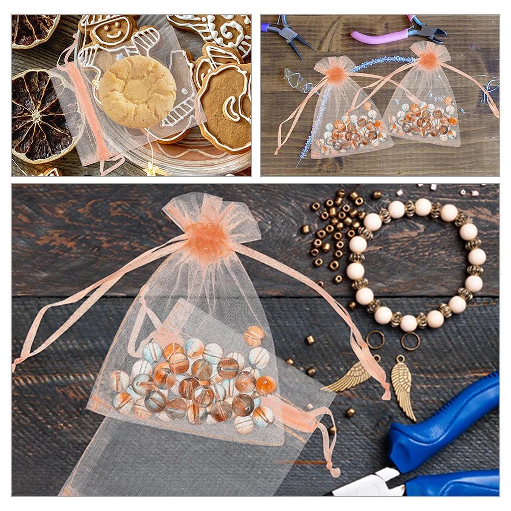 

100Pcs Drawstring Bags Multi-Purpose Small Organza Jewelry Pouches Portable Wedding Party Favor Gift Bags Candy Storage