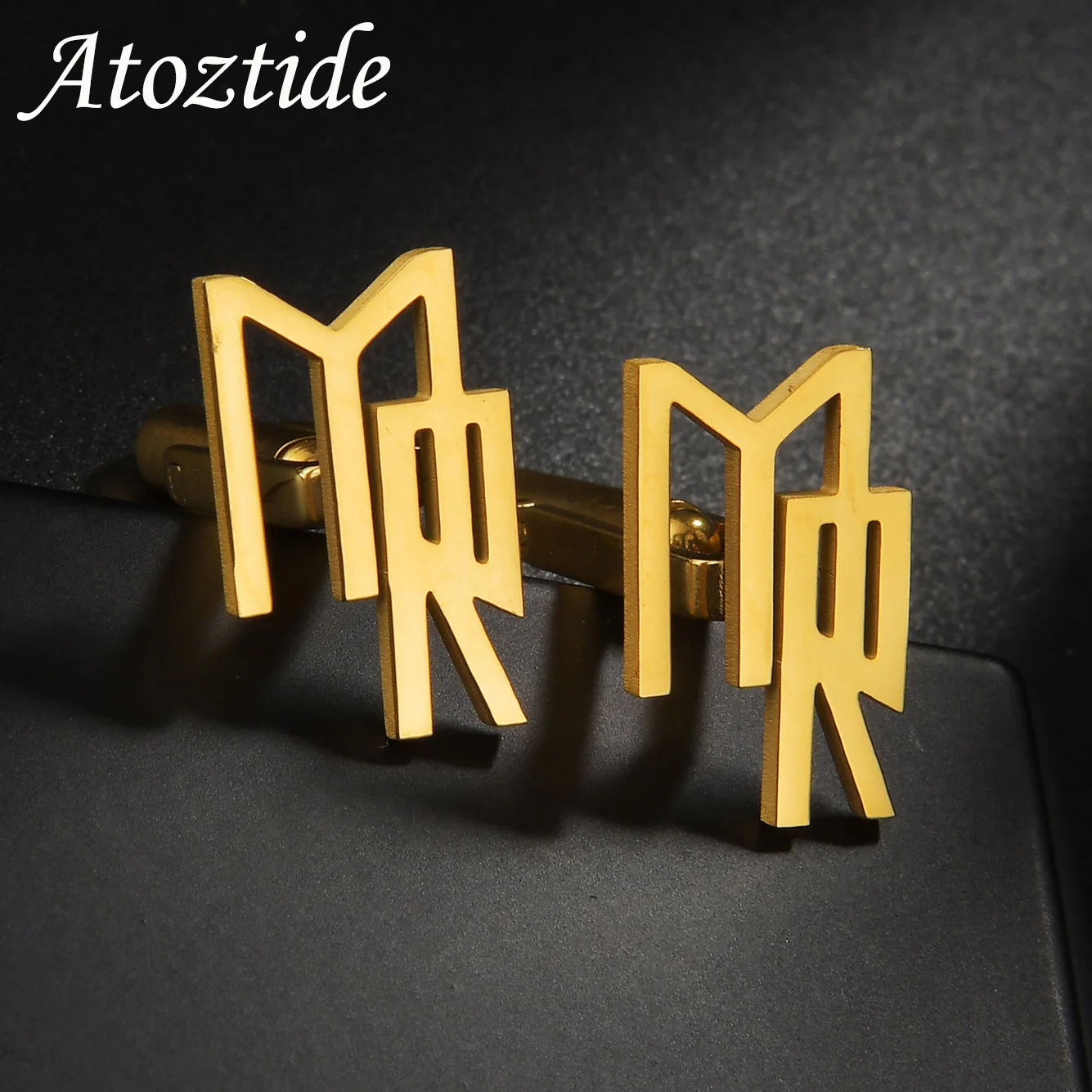 Atoztide Personalized Custom Name Cufflinks for Men Shirt Cuff Buttons Letter Initials Jewelry Wedding Gifts Accessories