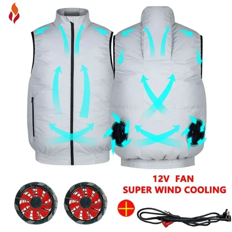 Gilet de climatiseur avec câble USB, manteau d'été, glacière de refroidissement, vestes électriques fibrCool, vêtements de ventilateur, 5V, 12V