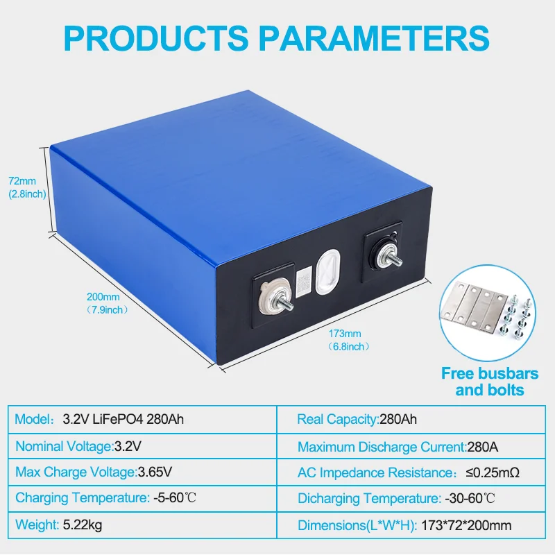 Manufacturer Grade A Prismatic Phosphate Battery Cells 280Ah Lithium ion Battery 3.2V 280Ah Lifepo4 Battery