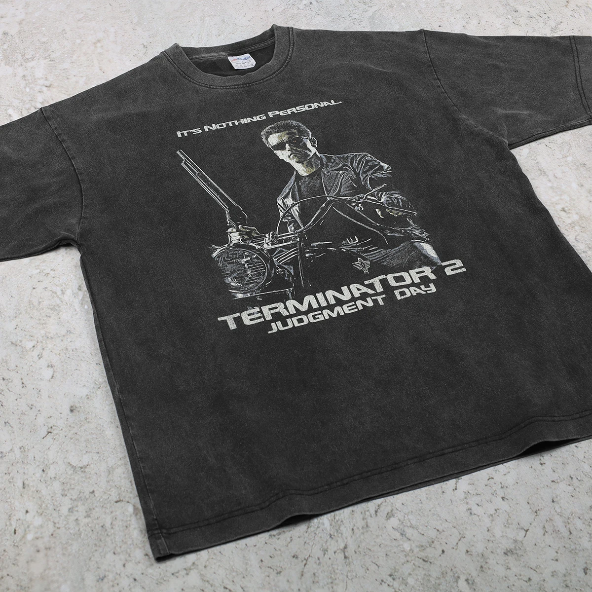 Terminator T Shirt Judgment Day T-800 Schwarzenegger 80S Classic Sci Fi Movie Washed Cotton Men's Clothing Short Sleeve Shirt