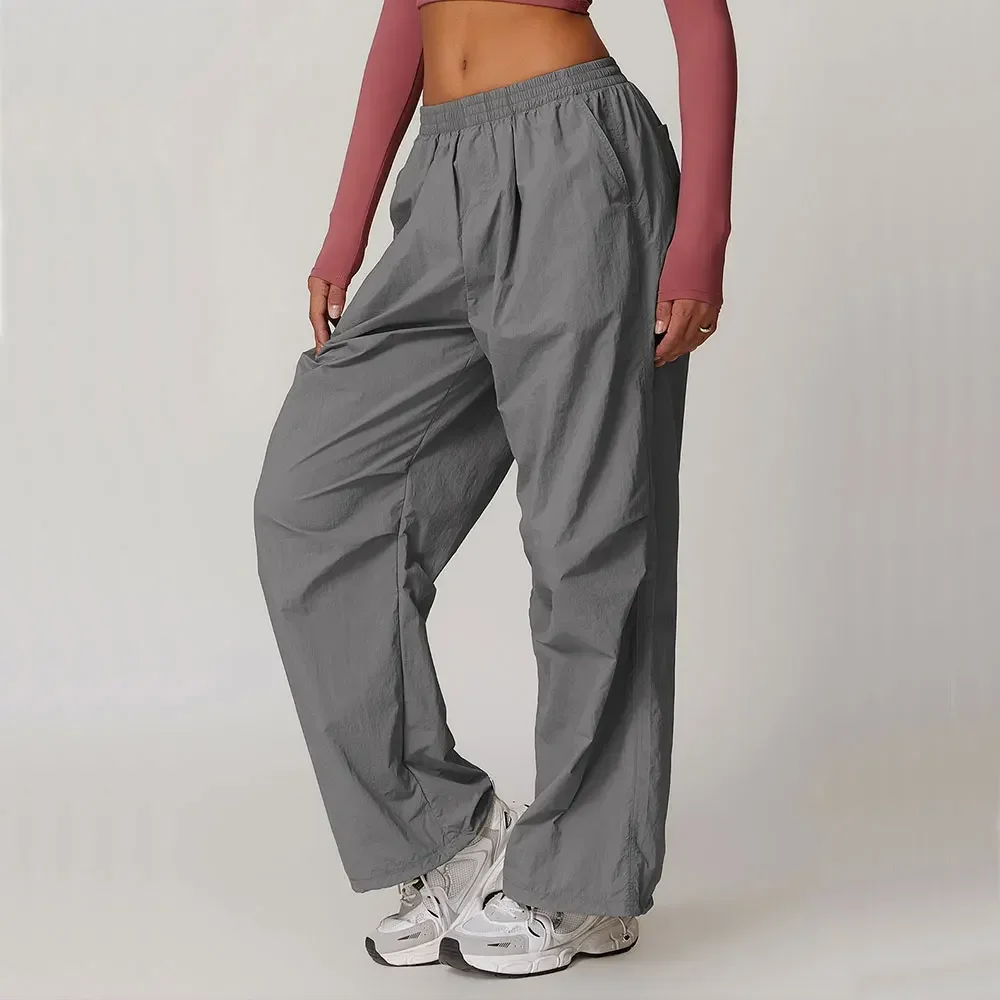 

Women's fitness pants Hip-hop sweatpants pull rope at the hem with multiple pockets for running and yoga pants