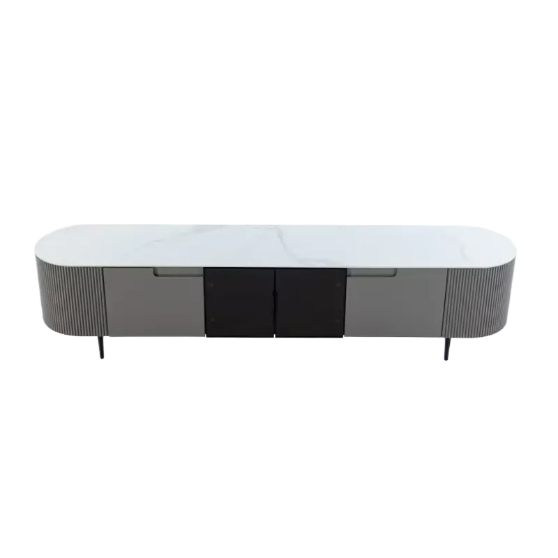 Modern TV Stand for Living Room Carbon Steel Tripod TV Table with Storage Shelves Home Entertainment Center Minimalist Design - view 5