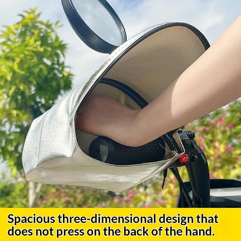 3D Support Scooter Handlebar Gloves Silver Leather Sunproof Waterproof Anti-slip for Scooter Outdoor Adventure Trips