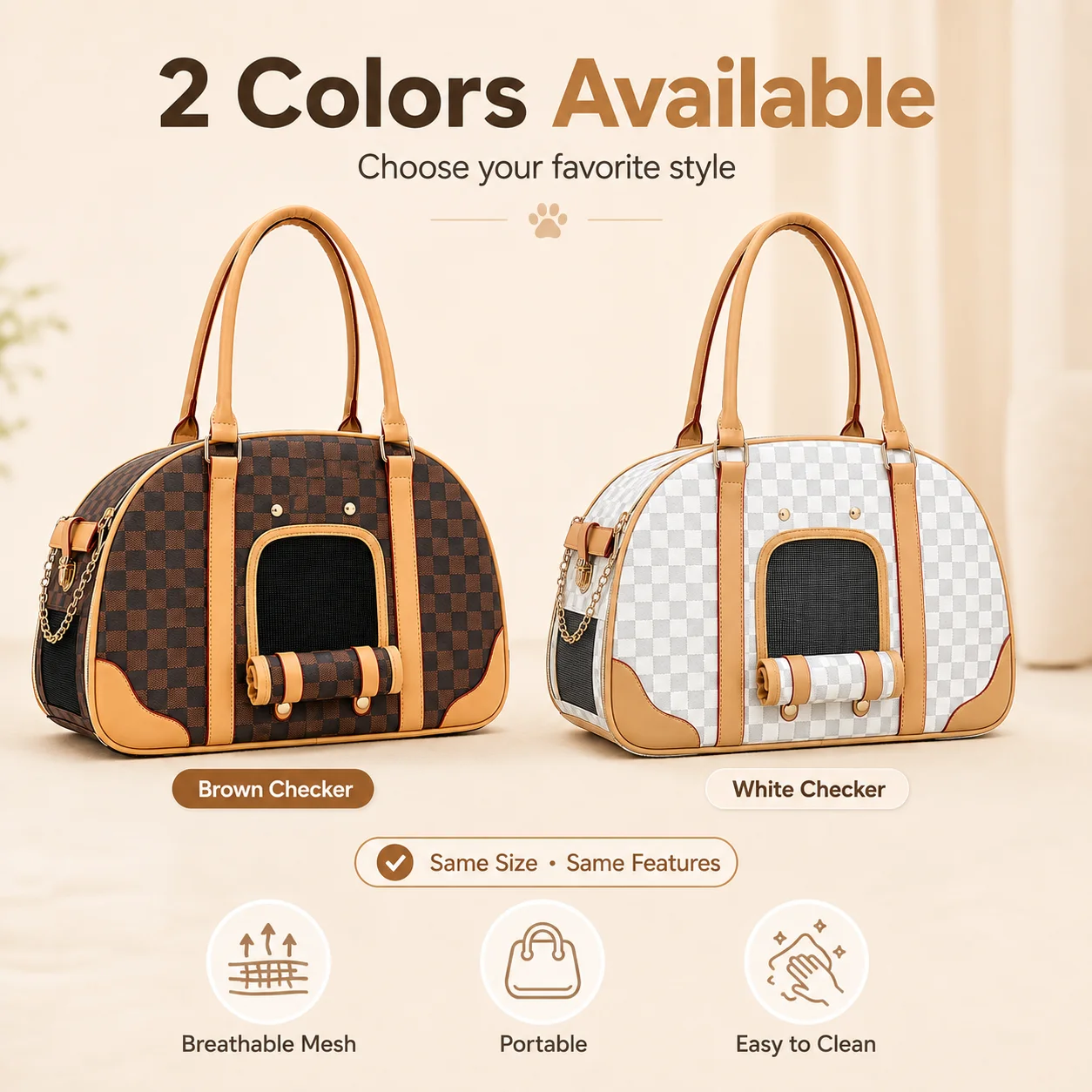Multifunctional Casual Pet Carrier, Stylish Breathable Portable Shoulder Bag for Cats & Small Dogs, Fit for Teddy, Bichon Frise