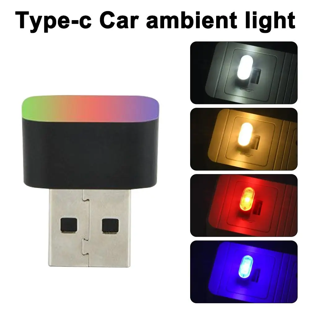USB Car Ambient Light Colorful Mini USB Night Lamp Portable Multi-functional Lighting Accessory Atmosphere Signal Light