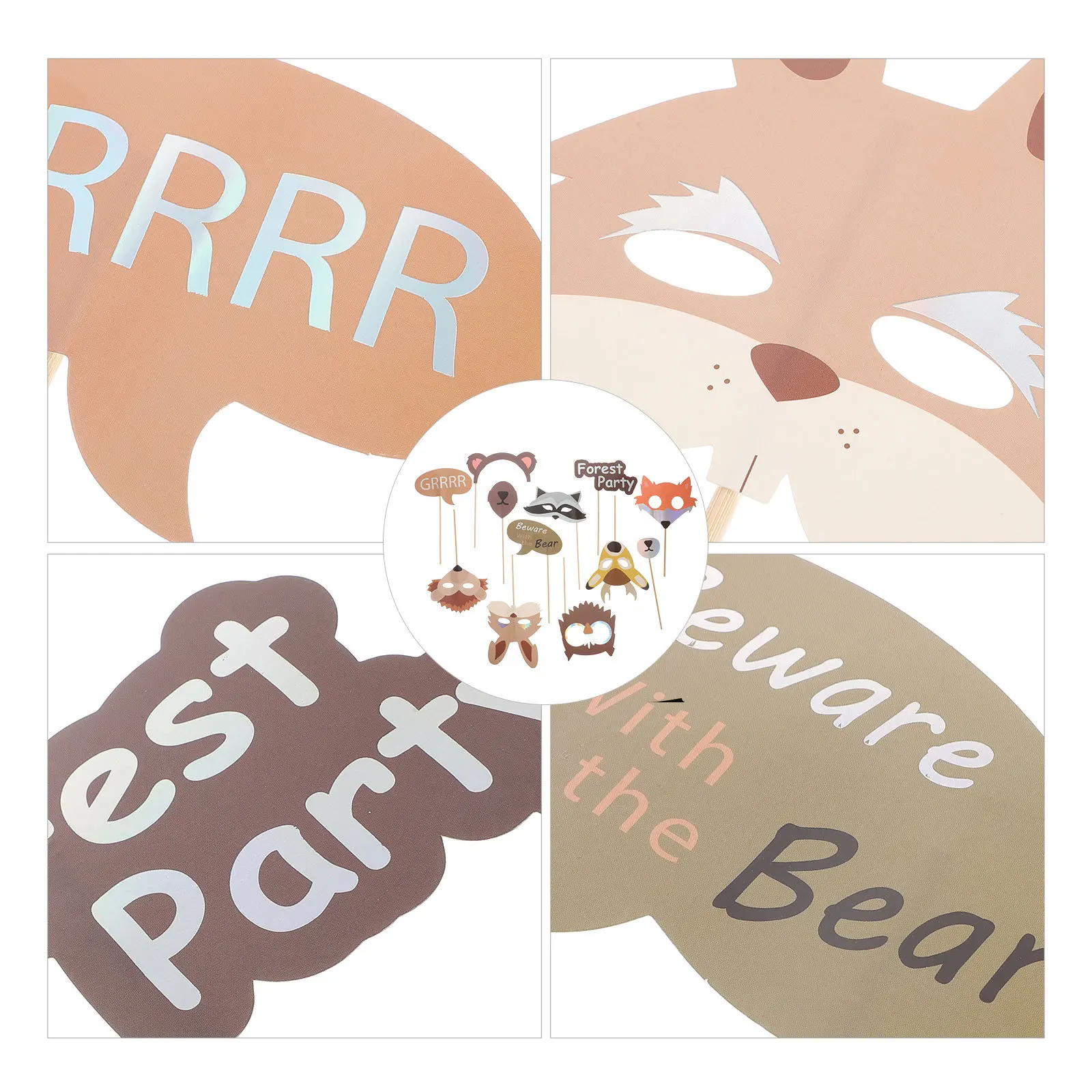 

12Pcs Reusable Animal Face Props for Party Photo Booth Decoration Festive Supplies Creative Fun Gathering Essential Kit