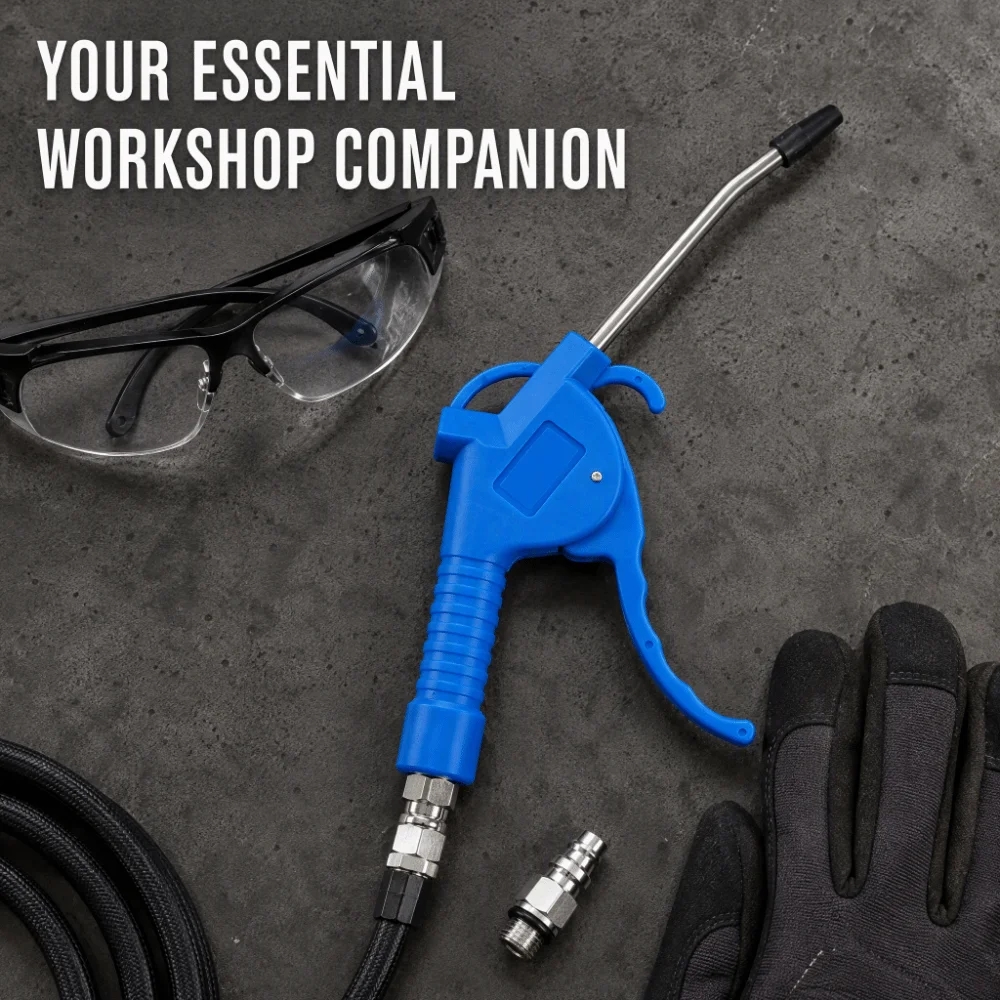 Thickened Handle Dust Blow Gun Fixed Nozzle Short Nozzle Pneumatic Air Blower Nozzle High Pressure Blow Blue Color