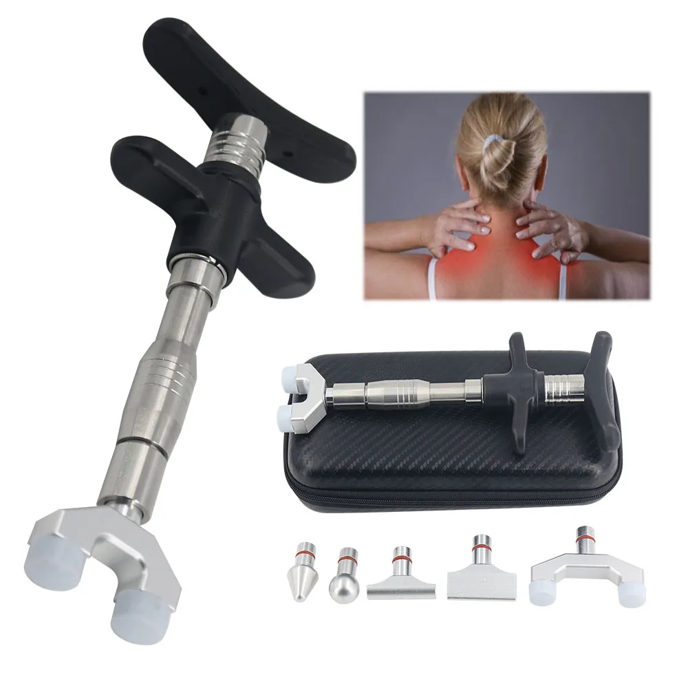 Manual Chiropractic Adjusting Tools Spine Correction Gun With 6 Heads Adjustable Therapy Intensity Reduce Neck Fatigue Massager