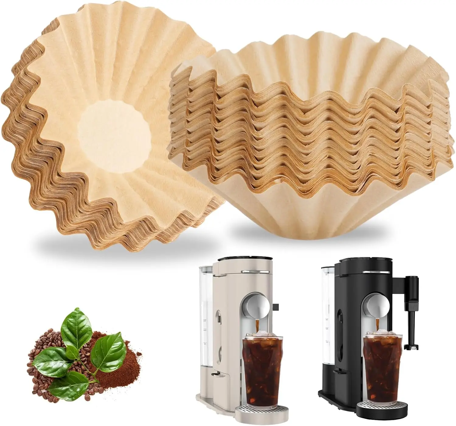 

150 PCS Disposable Coffee Paper Filters for Single-Serve Brewers, Unbleached, Easy Cleanup