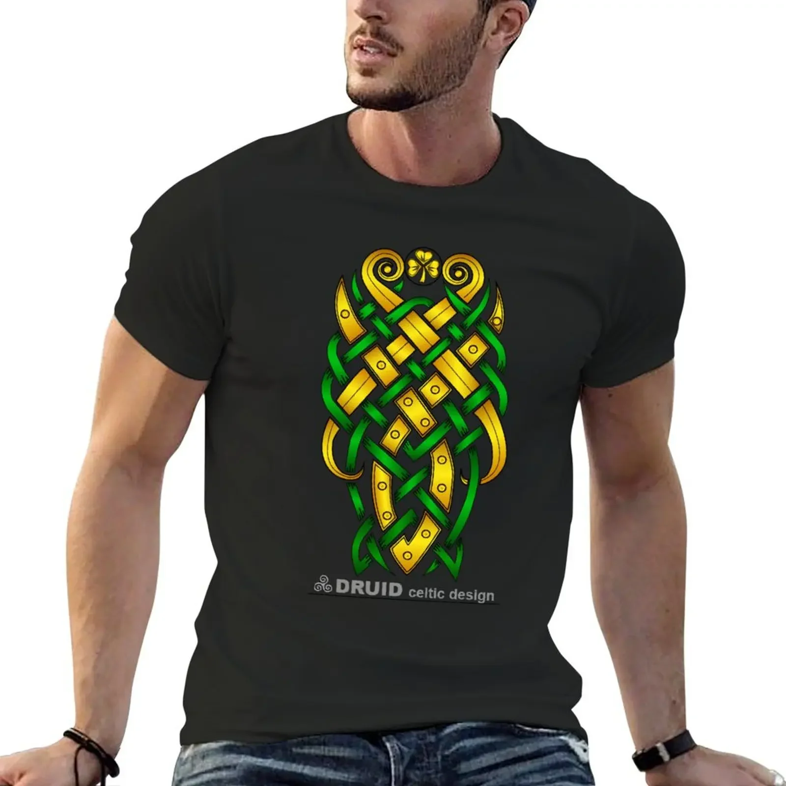 

Gold shamrock celtic weave T-Shirt anime stuff graphic tee shirt heavyweight t shirts for men