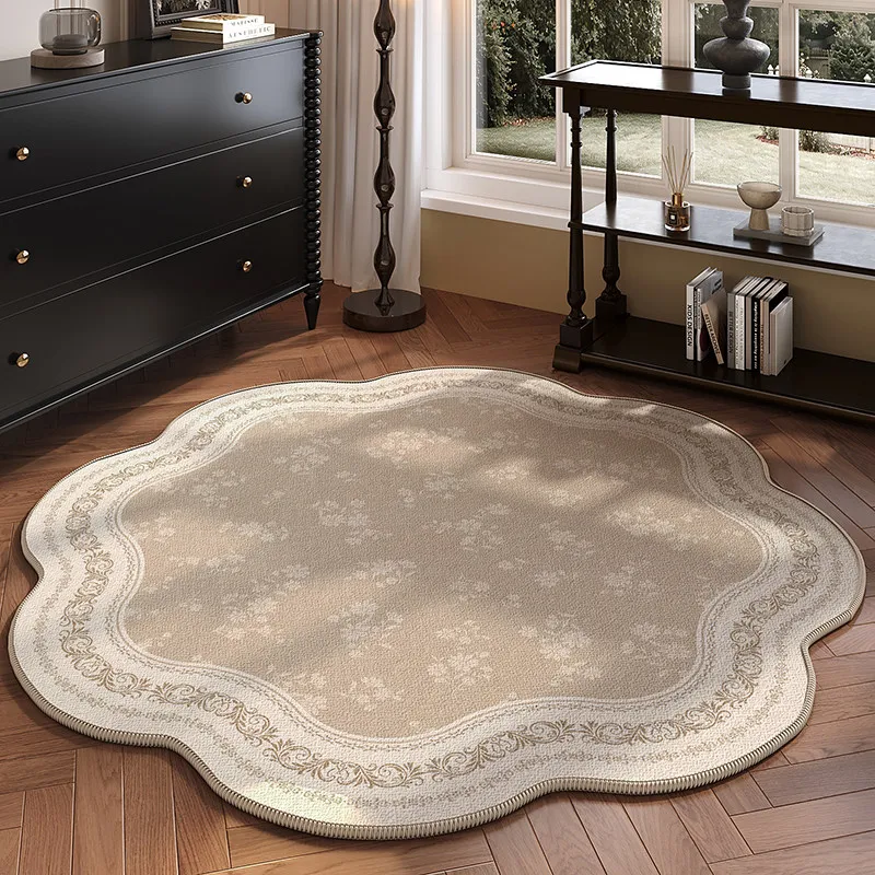 Cream Style Bedroom Decor Waterproof Carpet Irregular Shape Carpets for Living Room Anti-slip Lounge Floor Mat Home Washable Rug