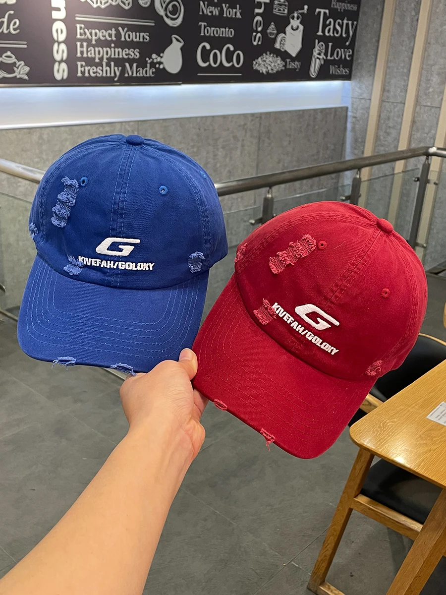 

Couple Street Make Old Ripped Letter Baseball Cap Male and Female Trendy Brand Hip Hop Embroidered Peaked Cap