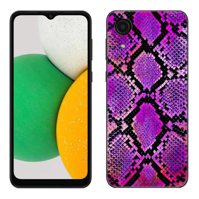 Sexy Python Snake Skin Phone Case For Samsung Galaxy A01 A03 Core A04 E A02 A05 A10 A20 A21 A30 A50 S A6 A8 Plus A7 Black Cover