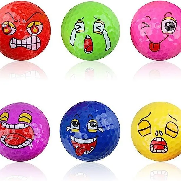 6-حزمة كرات جولف مضحكة ممارسة كرات الجولف الملونة الجدة إكسسوارات الغولف مزدوجة الطبقات المجال 42.6 مللي متر القطر #4