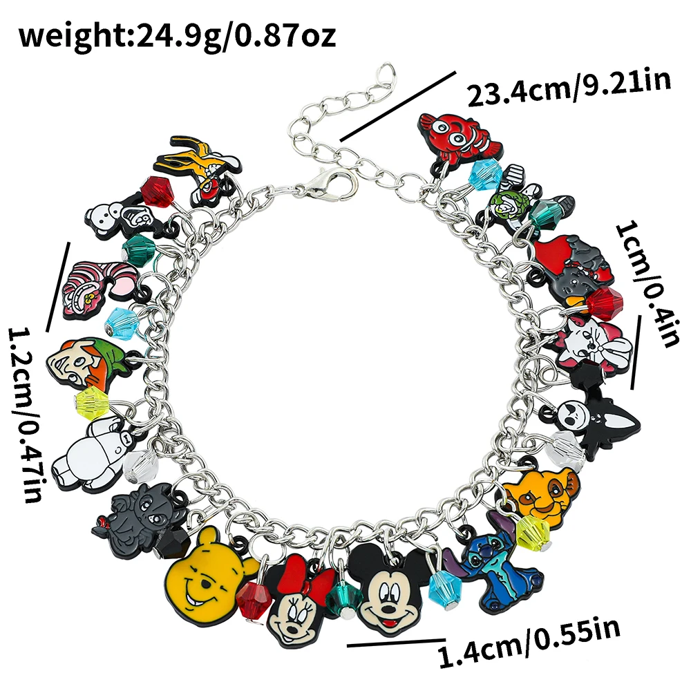 Minnie and Mickey Mouse Enamel Charm Bracelet, Cartoon Figure, Stitch, Tigger Pendant, Bangle for Men and Women, Personality