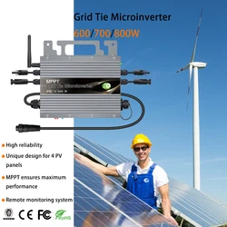 800W Grid Tie Micro Solar Inverter 20-60VDC 80-260VAC Pure Sine Wave Microinverter With WiFi For Solar Penel Power System