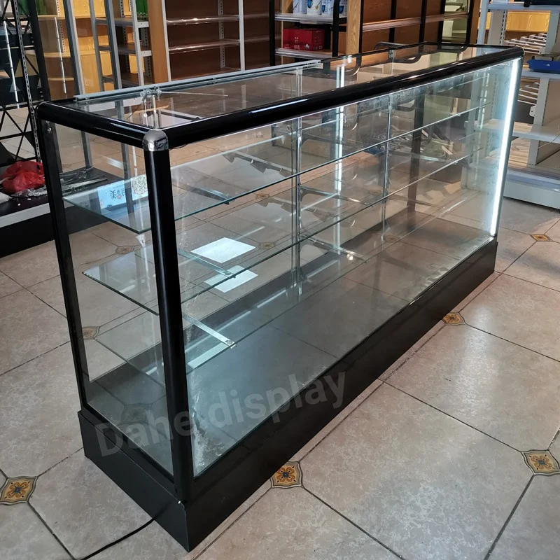 

custom.Floor Standing 6ft Glass Counter Grocery Store Display Cabinet Smoke Showcase with Shelves and Light