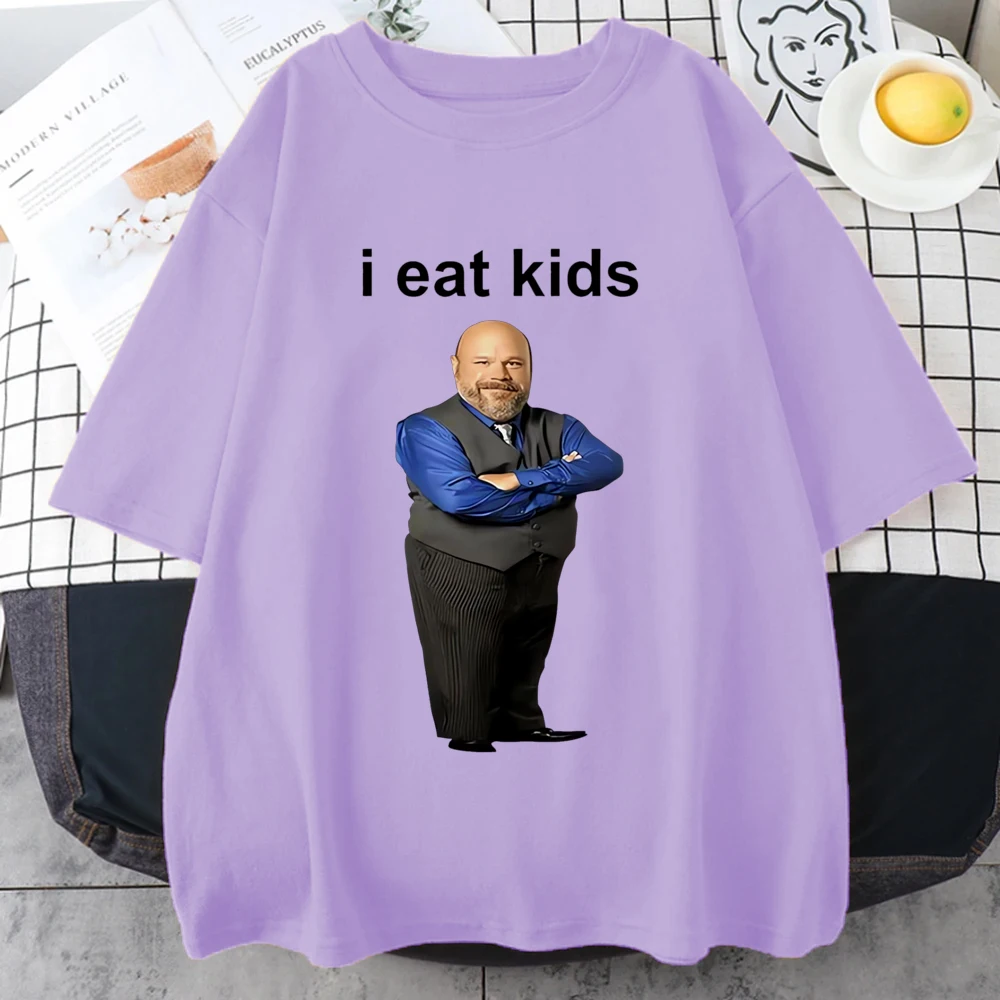 Bertram Eats I Eat Kids print T shirt Men Women funny High Quality t-shirt harajuku Loose Pure Unisex O-Neck clothing