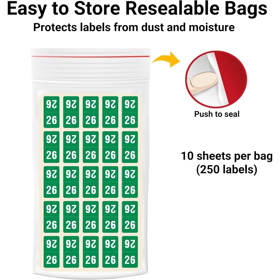 2026 MINI Top Tab Year Adesivos Verde Compatível com Smead Top Tab Doctor Stuff 2026 Gráfico Adesivos EUA Feito Etiquetas de Ano para F