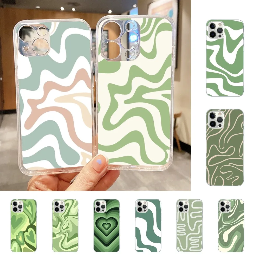 Liquid Swirl Abstract Pattern in Beige and Sage Green Phone Case For Iphone 15 11 13 14 Pro Max 7 8 Plus X Xr Xs Max Se2020 12mi