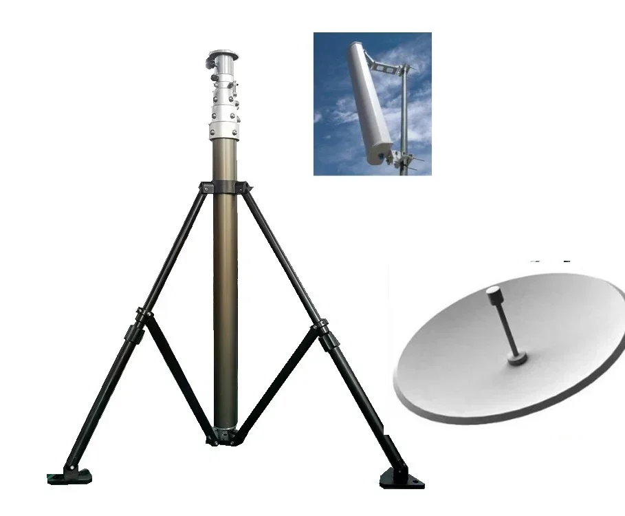 best selling movable tripod portable locking pneumatic telescopic mast 6m for antenna