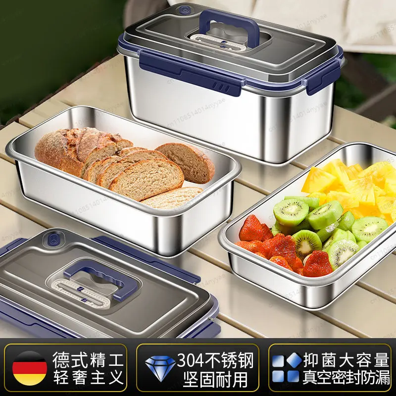 304 Stainless Steel Food Storage Container with Date Tracker, Airtight Kitchen & Fridge Organizer for Meal Prep