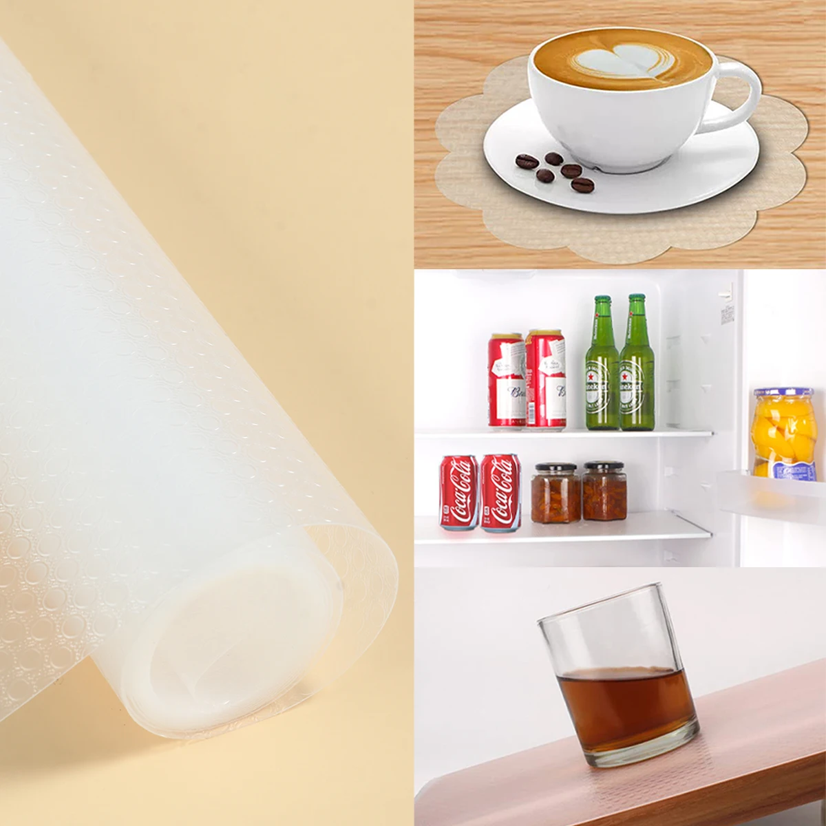 1 Roll Daisy Shelf Liner For Kitchen Cabinets EVA Waterproof Fridge Pad Cupboard Mat Easy Placemats Non-Adhesive Drawer Liner