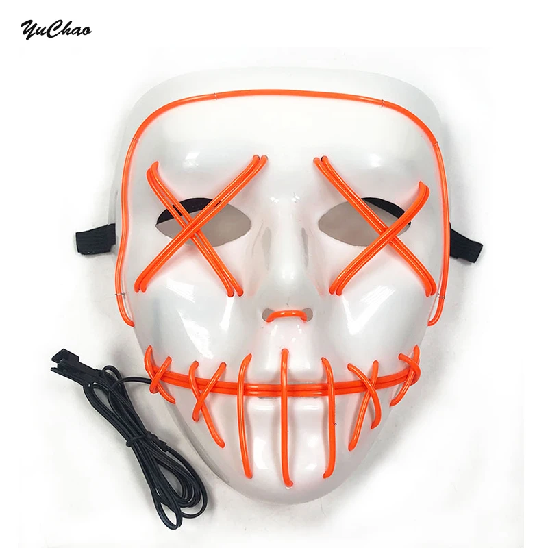 Máscara assassina de led, terror, halloween, acessórios de fantasia, máscara assustadora, fantasmas, máscara de dança, horror, máscaras brilhantes para homens