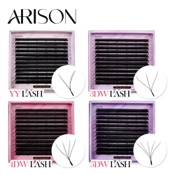 ARISON Plus 2 in 1 YY/3D/4D/5D W Lashes Magnetic Carton Premade Volume Fans Eyelashes Extension YY W-shape Eye Lashes For Whole