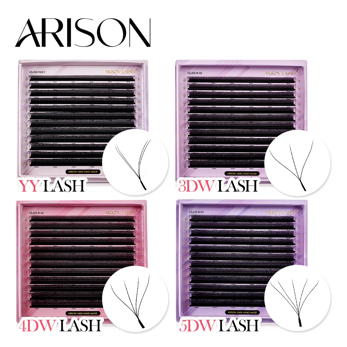 ARISON Plus 2 w 1 YY/3D/4D/5D W Magnetyczne Rzęsy w Kartoniku Gotowe Kępki Objętościowe Przedłużanie Rzęs YY Rzęsy w Kształcie W na Całą Powierzchnię