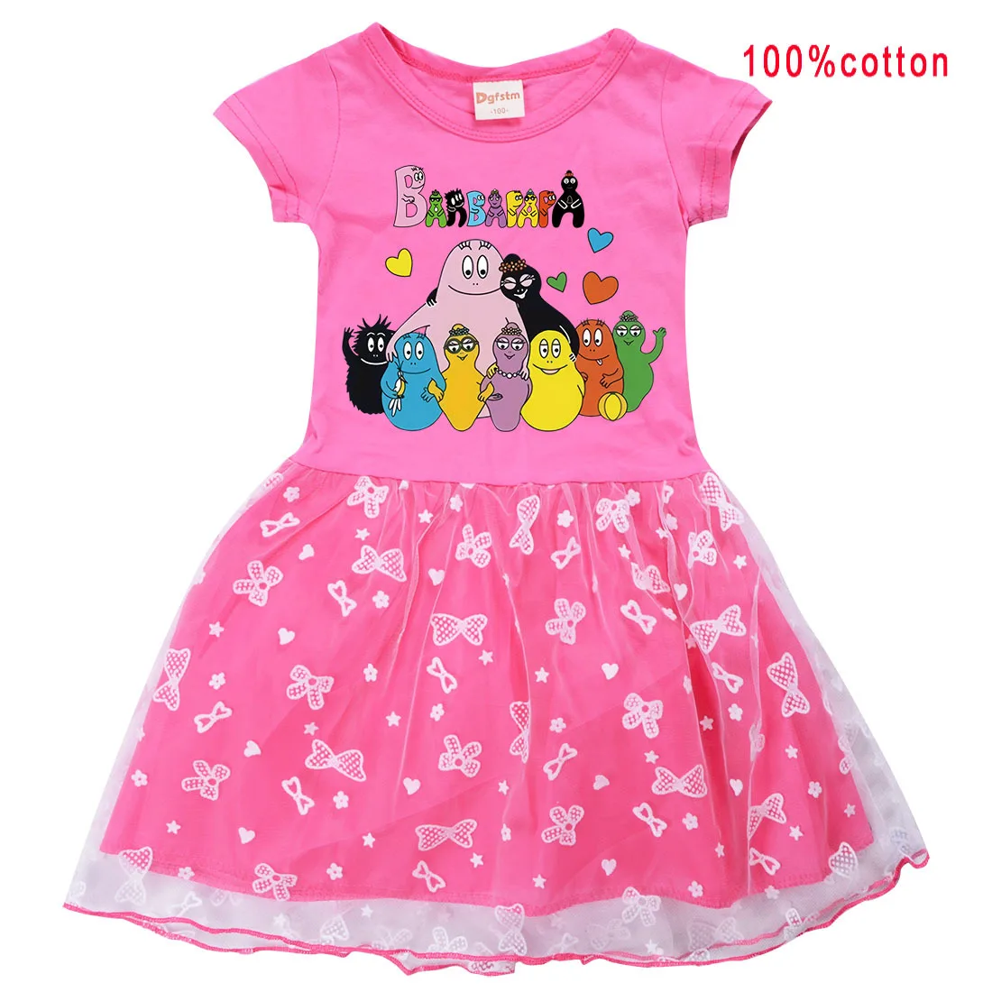 2022 summer New T shirt Dress Barbapapa Girls Tutu Dress Halloween Cosplay Costume Princess Kids Girls Birthday Party Dresses